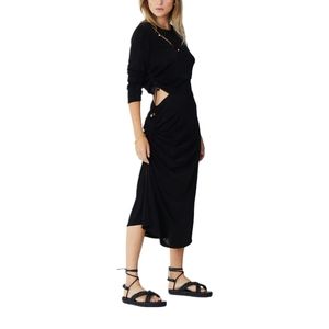 SUBOO | The Liz Black Rouched Jersey Midi Dress in Size Small